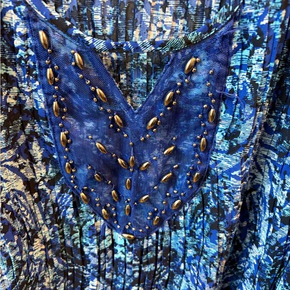 Catherines Vibrant Blue Blouse with Beaded Detail - Picture 2 of 5